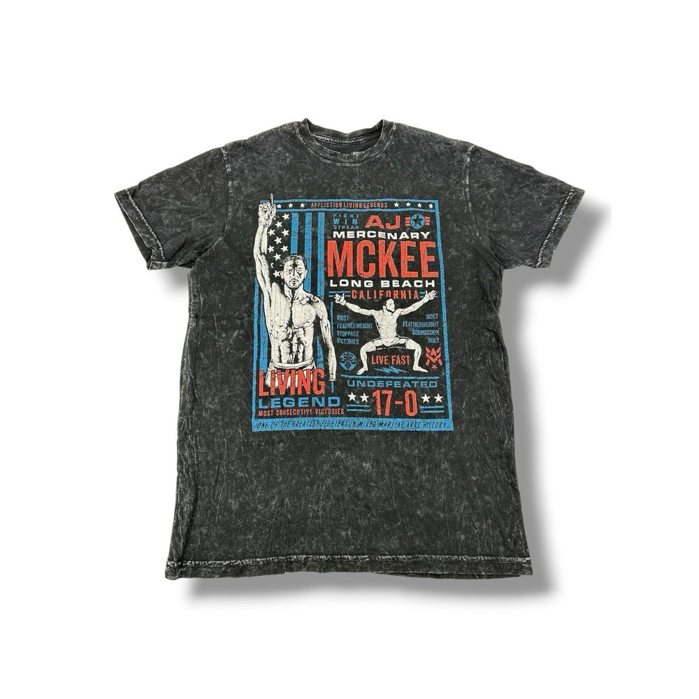 Affliction AJ McKee Living Legends Men's Medium Black Mineral Wash MMA T-Shirt